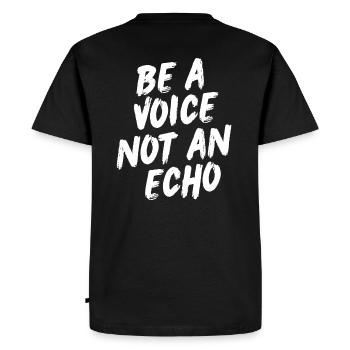 Soyez une voix, pas un écho - Motivation - T-shirt Premium bio Homme - noir - Dos - Nico (187cm)