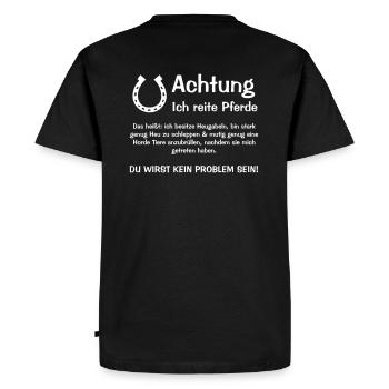 Achtung ich reite Pferde - Männer Premium Bio T-Shirt - Schwarz - Hinten - Nico (187cm)