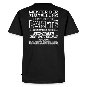 Paketzusteller/Postbote/Paketpostbote/Pakete - Männer Premium Bio T-Shirt - Schwarz - Hinten - Nico (187cm)