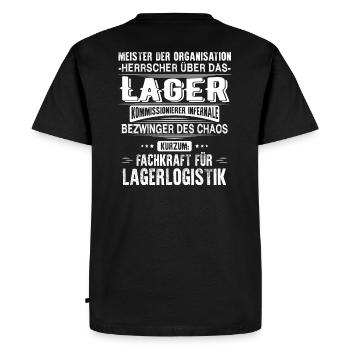 Fachkraft für Lagerlogistik/Lagerarbeiter/Lager - Männer Premium Bio T-Shirt - Schwarz - Hinten - Nico (187cm)
