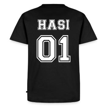 Hasi 01 Number 1 Gift Jersey Partner Look Idea - Men's Premium Organic T-Shirt - black - Back - Nico (187cm)
