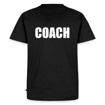 Coach on the back - Men's Premium Organic T-Shirt - black - Back - Nico (187cm)