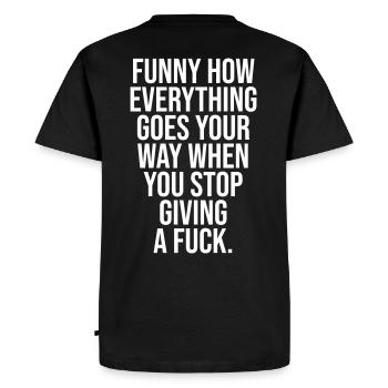 Funny how everything goes your way when you stop - Men's Premium Organic T-Shirt - black - Back - Nico (187cm)