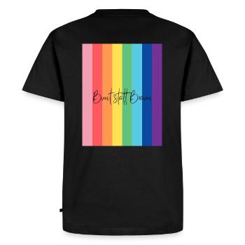 Bunt statt Braun - Männer Premium Bio T-Shirt - Schwarz - Hinten - Nico (187cm)