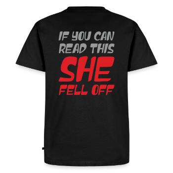 C’est drôle si vous pouvez lire ceci, elle est tombée de Biker Moto - T-shirt Premium bio Homme - noir - Dos - Nico (187cm)