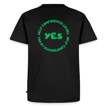 Niveau de confiance en soi OUI vert - T-shirt Premium bio Homme - noir - Dos - Nico (187cm)