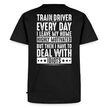 Conducteurs conducteurs conducteurs de locomotives - T-shirt Premium bio Homme - noir - Dos - Nico (187cm)