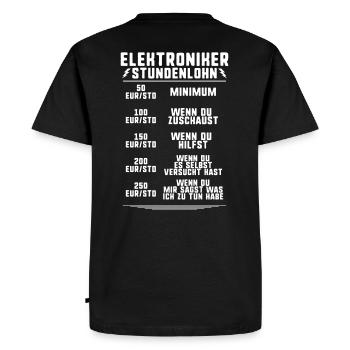 Elektroniker/Elektriker/Elektronik/Stundenlohn - Männer Premium Bio T-Shirt - Schwarz - Hinten - Nico (187cm)