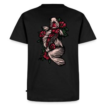 Koi Fish avec des roses - T-shirt Premium bio Homme - noir - Dos - Nico (187cm)
