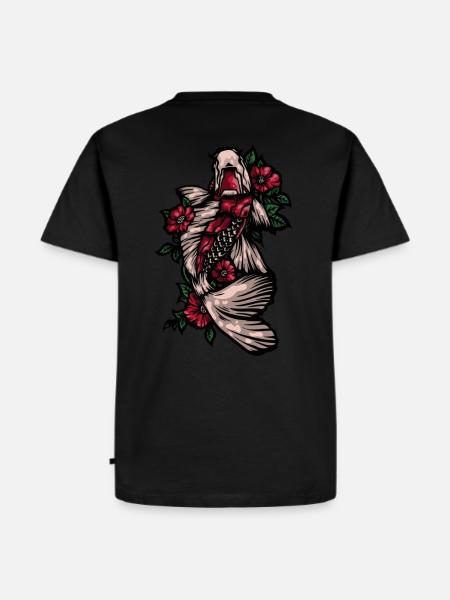 Koi Fish mit Rosen - Männer Premium Bio T-Shirt - Schwarz