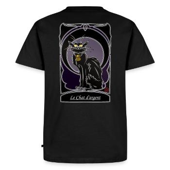 Silver cat folklore Brittany Gascony Provence - Men's Premium Organic T-Shirt - black - Back - Nico (187cm)