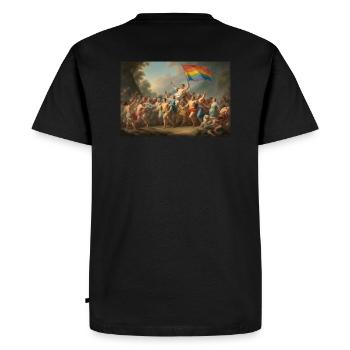 Classical Renaissance Painting Gay Pride Flag - Men's Premium Organic T-Shirt - black - Back - Nico (187cm)