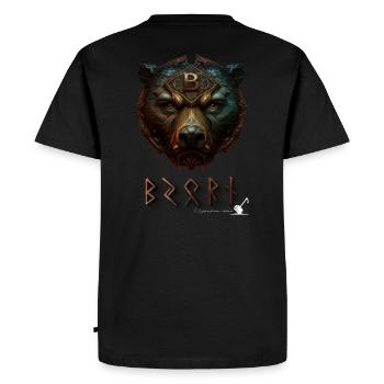 Bear Face - Björn in Futhark Runes - Men's Premium Organic T-Shirt - black - Back - Nico (187cm)