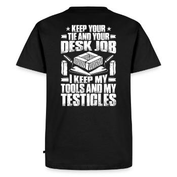 Bricklayer construction worker building site masonry bricklayer - Men's Premium Organic T-Shirt - black - Back - Nico (187cm)