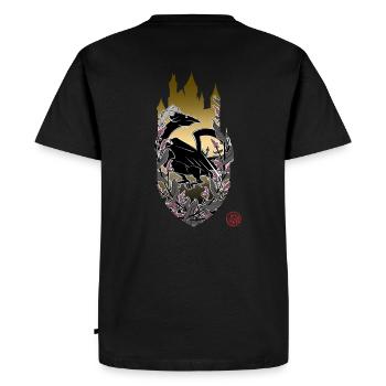 Dragon médiéval et château d'Eltz - T-shirt Premium bio Homme - noir - Dos - Nico (187cm)