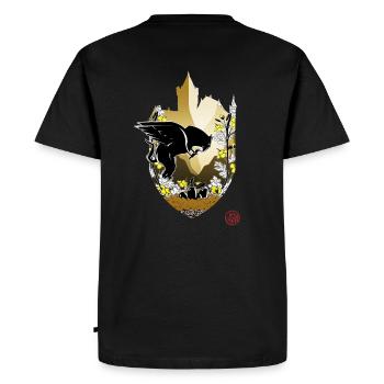 Griffon médiéval et château de Bran - T-shirt Premium bio Homme - noir - Dos - Nico (187cm)