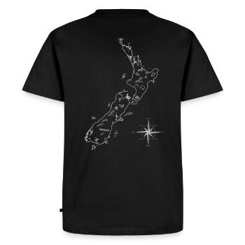 New Zealand travel map - Men's Premium Organic T-Shirt - black - Back - Nico (187cm)