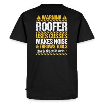 Couvreurs Toiture Toiture Plombier Couvreur - T-shirt Premium bio Homme - noir - Dos - Nico (187cm)