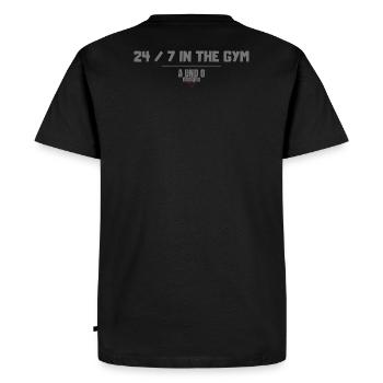 247inthegym - Männer Premium Bio T-Shirt - Schwarz - Hinten - Nico (187cm)