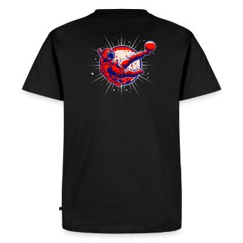 Coup de pied de football d’astronaute - T-shirt Premium bio Homme - noir - Dos - Nico (187cm)