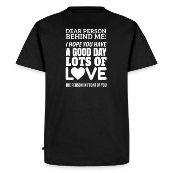 Chère personne derrière moi J’espère que vous passez une bonne journée - T-shirt Premium bio Homme - noir - Dos - Nico (187cm)