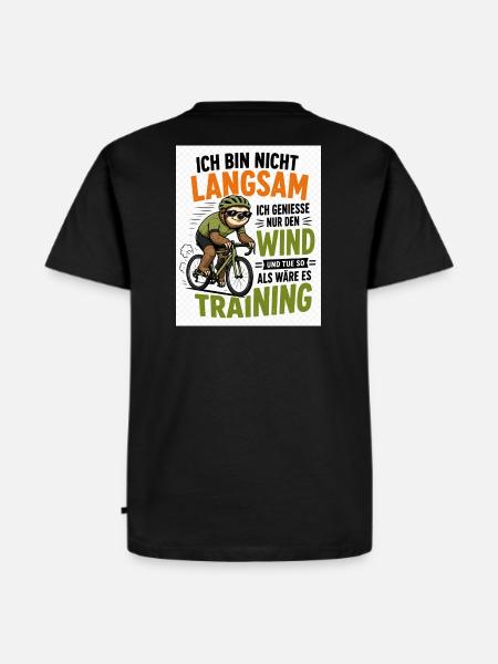 Faultier auf Fahrrad - Männer Premium Bio T-Shirt - Schwarz