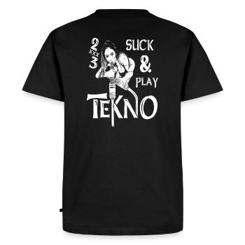 Sucer et jouer tekno 23 - T-shirt Premium bio Homme - noir - Dos - Nico (187cm)