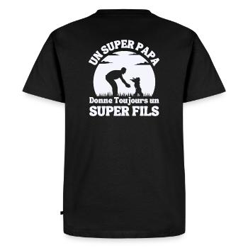 Idee Cadeau Super Papa Humour Pere fils - T-shirt Premium bio Homme - noir - Dos - Nico (187cm)