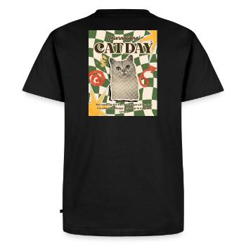 Jour rétro de la Journée internationale du chat - T-shirt Premium bio Homme - noir - Dos - Nico (187cm)