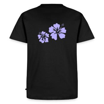 Purple hibiscus - Men's Premium Organic T-Shirt - black - Back - Nico (187cm)