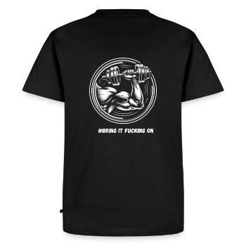 #bring it fucking on - Men's Premium Organic T-Shirt - black - Back - Nico (187cm)
