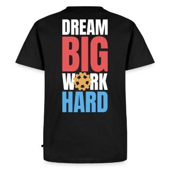 Dream Big Work Hard - Men's Premium Organic T-Shirt - black - Back - Nico (187cm)