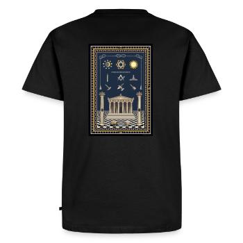 Working board Freemasons, all important symbols - Men's Premium Organic T-Shirt - black - Back - Nico (187cm)
