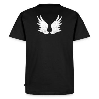 Angel wings, white wings - Men's Premium Organic T-Shirt - black - Back - Nico (187cm)
