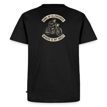 Fils d’Alzheimer - Où est mon vélo - T-shirt Premium bio Homme - noir - Dos - Nico (187cm)