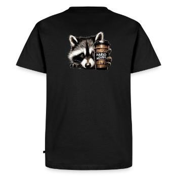Willi Raccoon - Men's Premium Organic T-Shirt - black - Back - Nico (187cm)