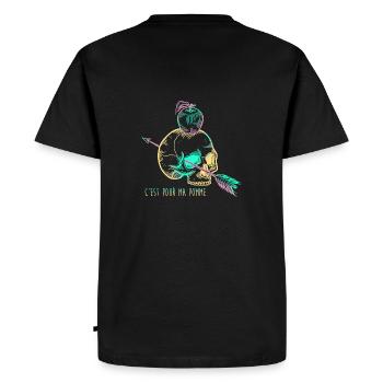 Skull Apple yellow - Men's Premium Organic T-Shirt - black - Back - Nico (187cm)