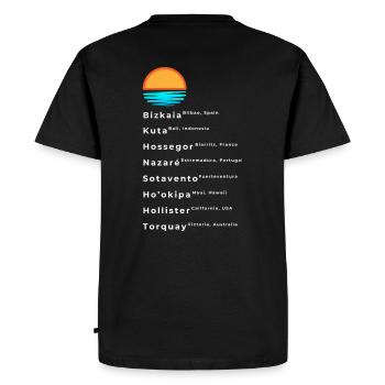 Liste des spots de surf populaires - T-shirt Premium bio Homme - noir - Dos - Nico (187cm)