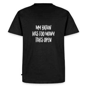 Mon cerveau a trop d’onglets ouverts - T-shirt Premium bio Homme - noir - Dos - Nico (187cm)