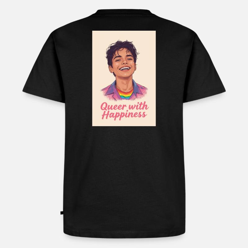 Queer with happiness - Männer Premium Bio T-Shirt - Schwarz