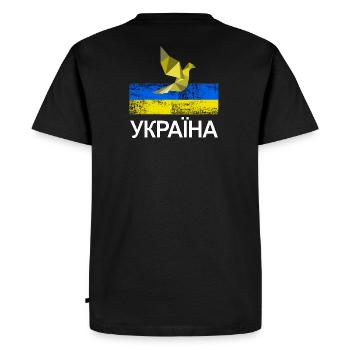 Україна - Pas de guerre en Ukraine - T-shirt Premium bio Homme - noir - Dos - Nico (187cm)