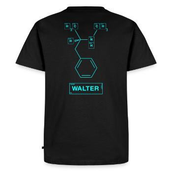 Trash Asset - Walter [cyan-upright] - Männer Premium Bio T-Shirt - Schwarz - Hinten - Nico (187cm)