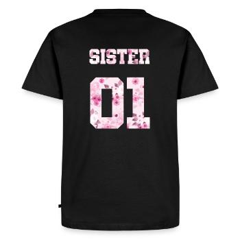 Sister 01 rose print - Men's Premium Organic T-Shirt - black - Back - Nico (187cm)