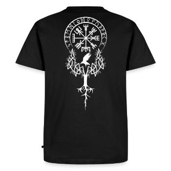 Symbole viking Yggdrasil Vegvisir Futhark - T-shirt Premium bio Homme - noir - Dos - Nico (187cm)