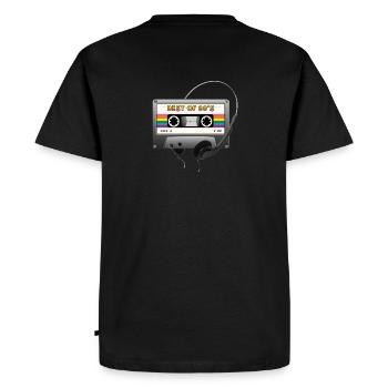 cassette audio années 80 casque - T-shirt Premium bio Homme - noir - Dos - Nico (187cm)