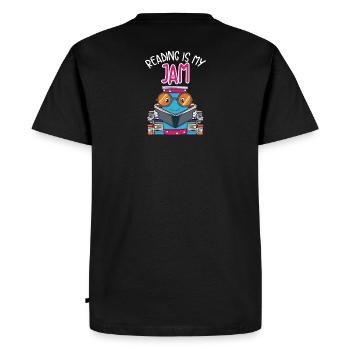 Reading - Reading Is My Jam - Men's Premium Organic T-Shirt - black - Back - Nico (187cm)
