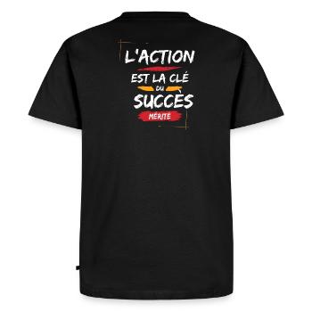 Citation Motivante pour Succès - T-shirt Premium bio Homme - noir - Dos - Nico (187cm)