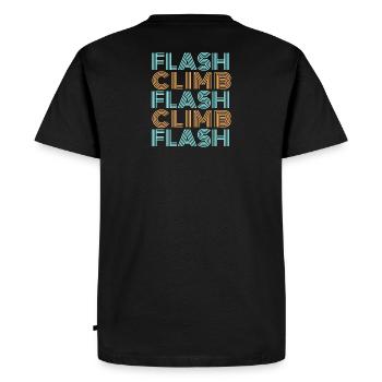 flash climb climbing bouldering stylish font - Men's Premium Organic T-Shirt - black - Back - Nico (187cm)