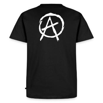 Symbole de l’anarchie en cercle - Blanc - T-shirt Premium bio Homme - noir - Dos - Nico (187cm)