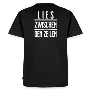Read between the lines! You're great. - Men's Premium Organic T-Shirt - black - Back - Nico (187cm)